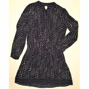 Gap Dress M Blue Drawstring Waist Polka Dot